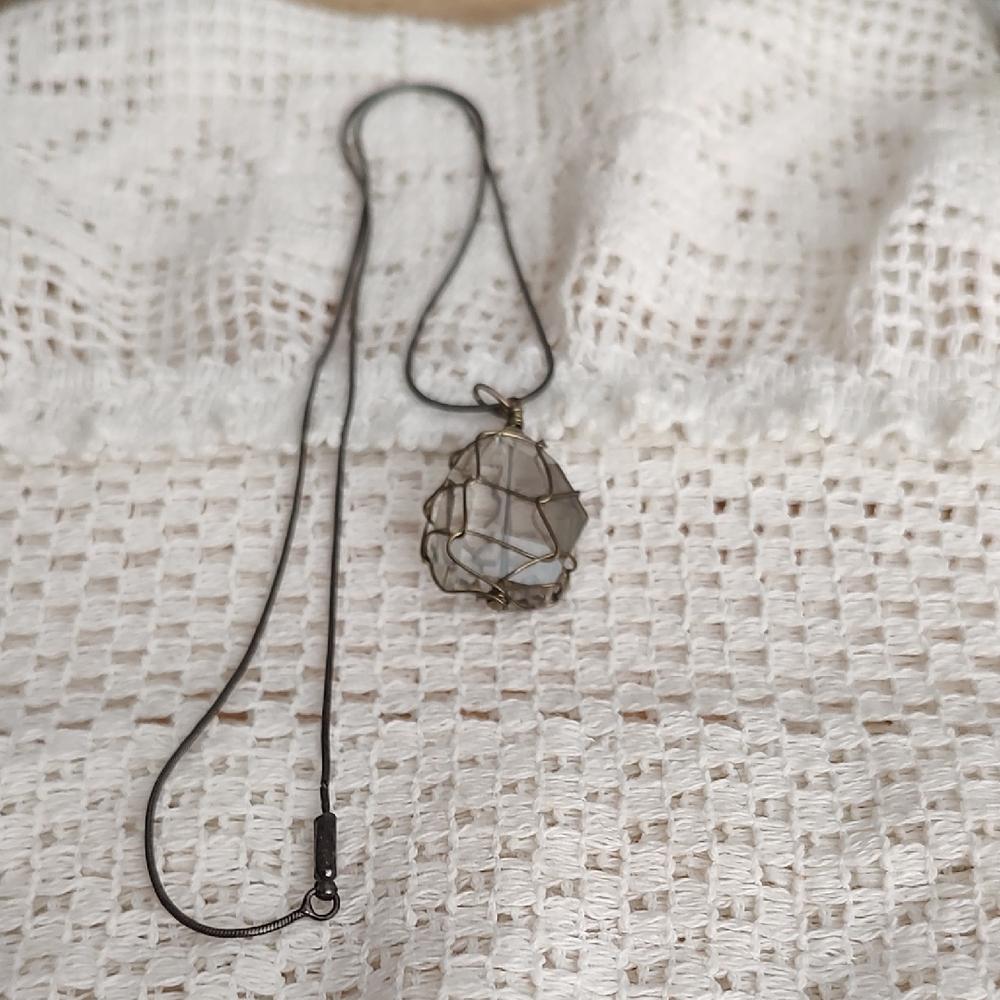 Handmade Clear Quartz Wire-Wrapped Pendant Necklace - Unbranded